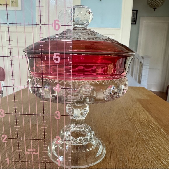 Vintage Kings Crown Ruby Thumbprint Compote with Lid - Mid Century Elegance - Picture 2 of 7
